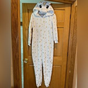 Secret Treasures Unicorn Hooded Pajama - White with Gold Stars